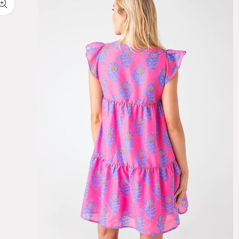 J. Marie Womens Piper Ruffle Dress Floral Print Sz Small Resortwear Chic Preppy - Picture 5 of 10